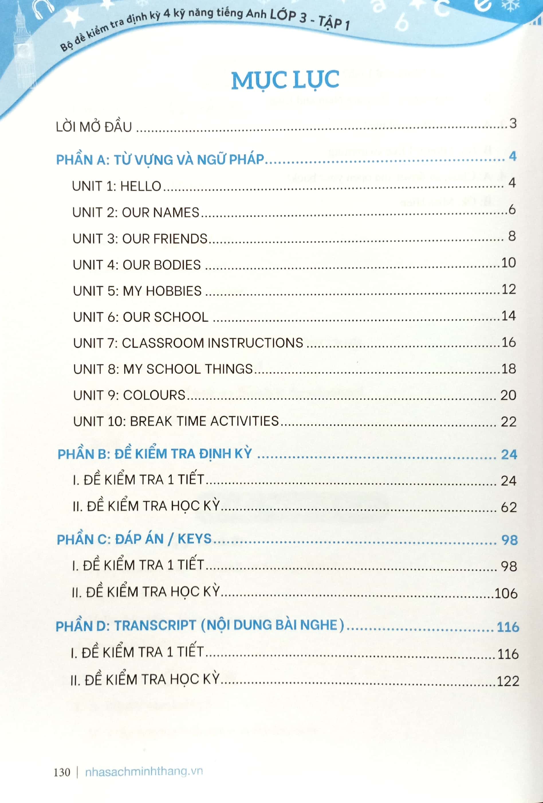 bộ global success - bộ đề kiểm tra định kỳ 4 kỹ năng tiếng anh lớp 3 - tập 1 (có đáp án) - Ảnh 3