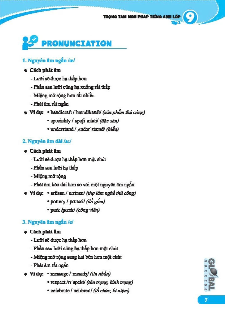 Bộ Global Success - Trọng Tâm Ngữ Pháp Tiếng Anh Lớp 9 - Tập 1 (Có Đáp Án) - Ảnh 7