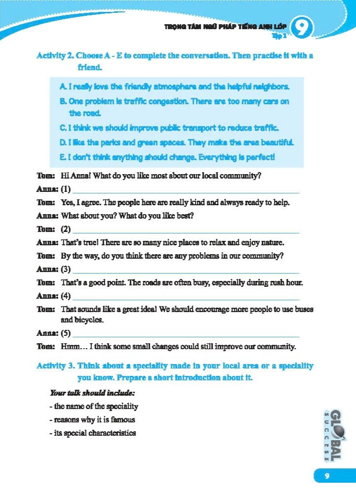 Bộ Global Success - Trọng Tâm Ngữ Pháp Tiếng Anh Lớp 9 - Tập 1 (Có Đáp Án) - Ảnh 9