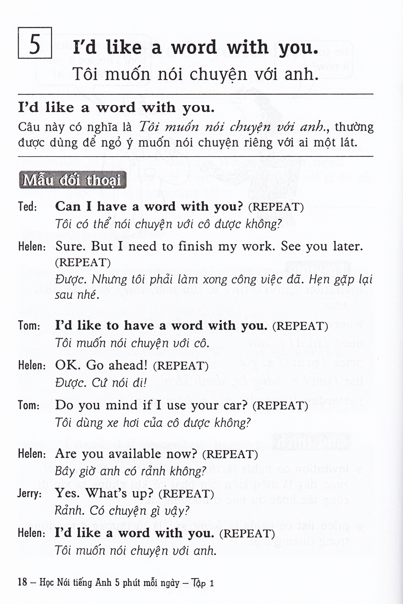 bộ học nói tiếng anh 5 phút mỗi ngày - tập 1 (kèm cd) - Ảnh 18