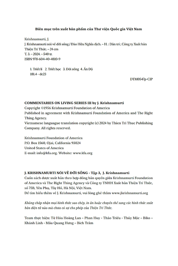 Bộ J. Krishnamurti Nói Về Đời Sống - Tập 3 - Ảnh 4