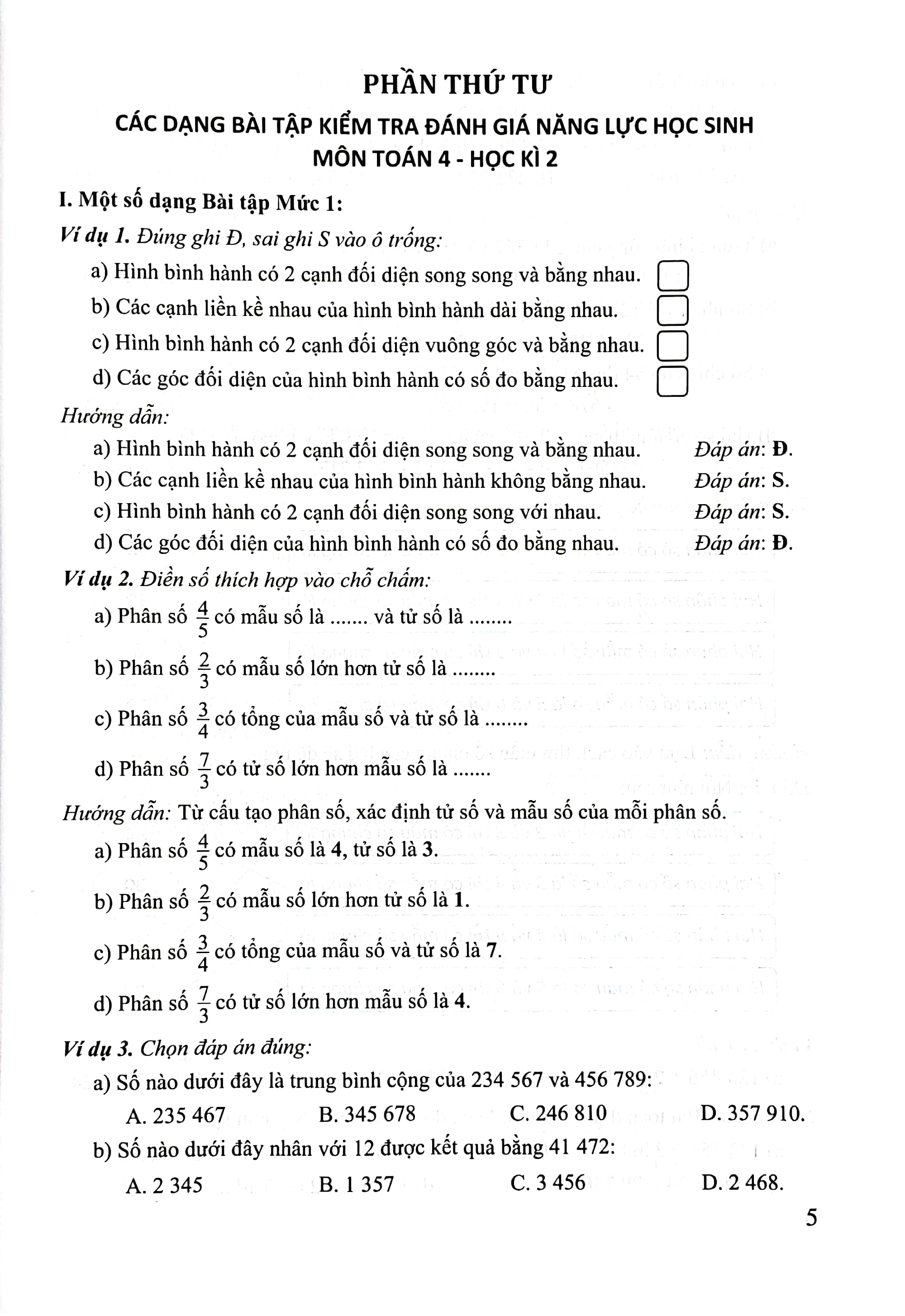 bộ kiểm tra, đánh giá năng lực học sinh lớp 4 - môn toán - học kì 2 - Ảnh 3