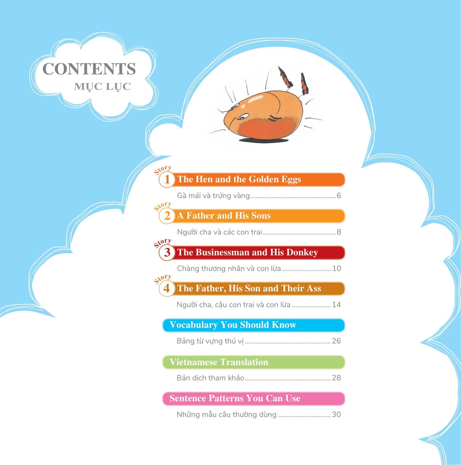 bộ learn english with fables 2 - học tiếng anh qua truyện ngụ ngôn - tập 2 - the hen and the golden eggs - gà mái và trứng vàng - Ảnh 3