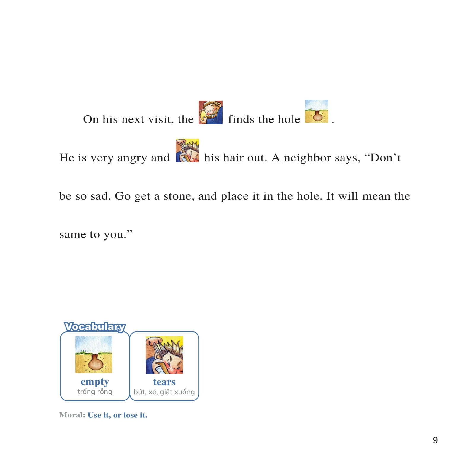 bộ learn english with fables 5 - học tiếng anh qua truyện ngụ ngôn - tập 5 - the miser and his gold - gã hà tiện và thỏi vàng - Ảnh 6