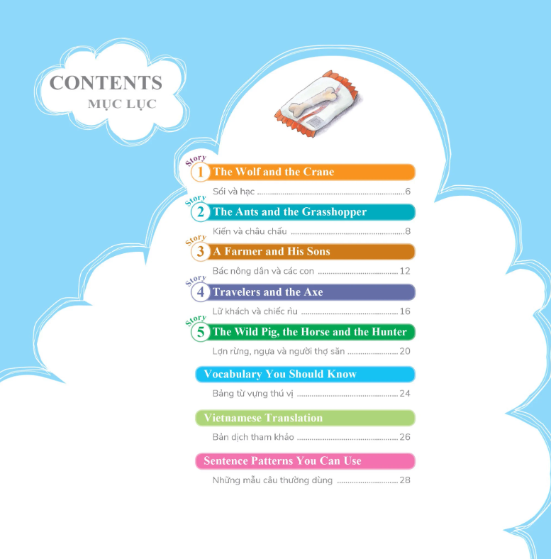 bộ learn english with fables 9 - học tiếng anh qua truyện ngụ ngôn - tập 9 - the wolf and the crane - sói và hạc - Ảnh 3