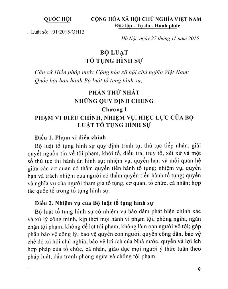 bộ luật tố tụng hình sự của nước cộng hoà xã hội chủ nghĩa việt nam (2016) - Ảnh 3