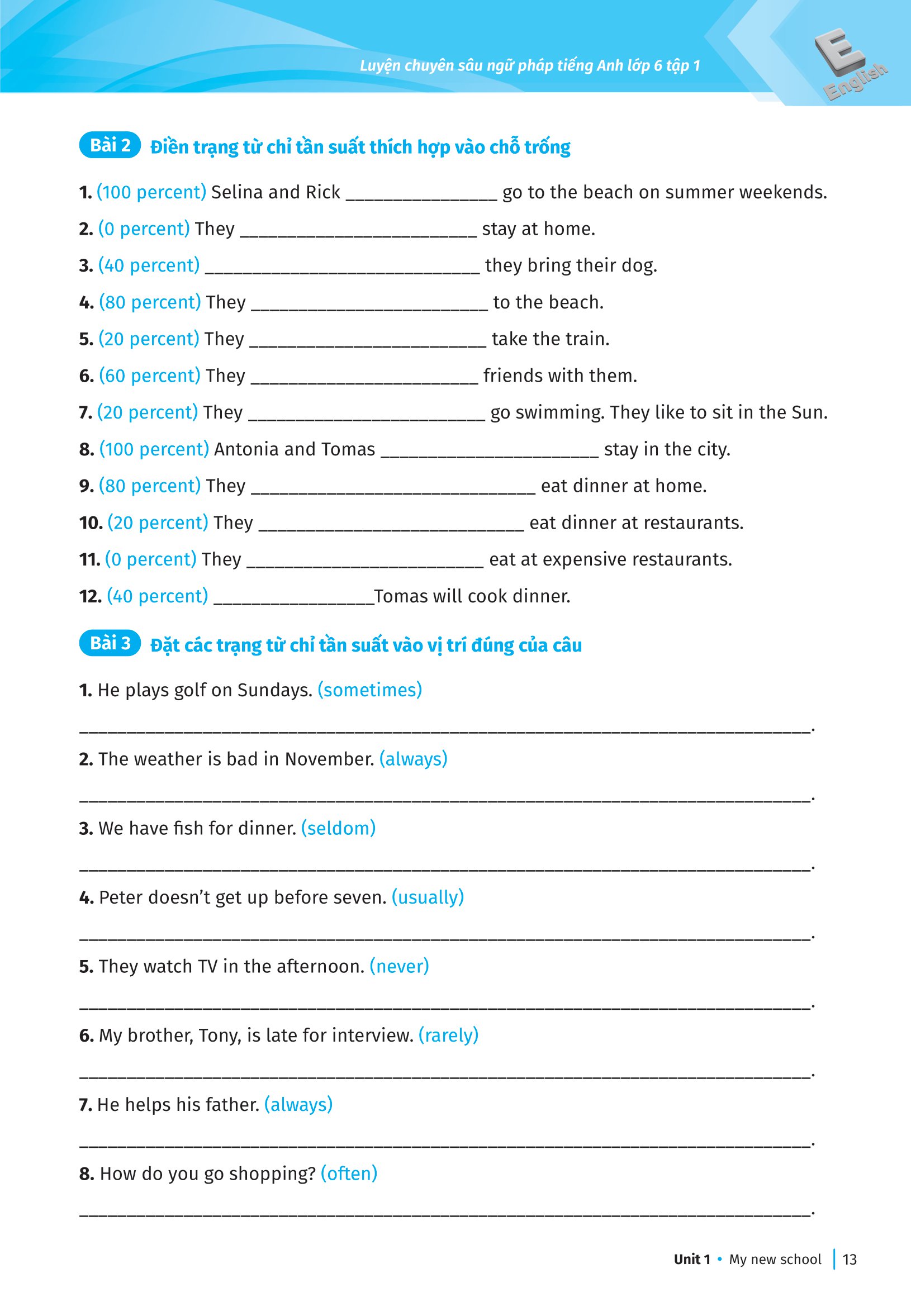 bộ luyện chuyên sâu ngữ pháp và bài tập tiếng anh 6 - tập 1 (theo chương trình global success) - Ảnh 13