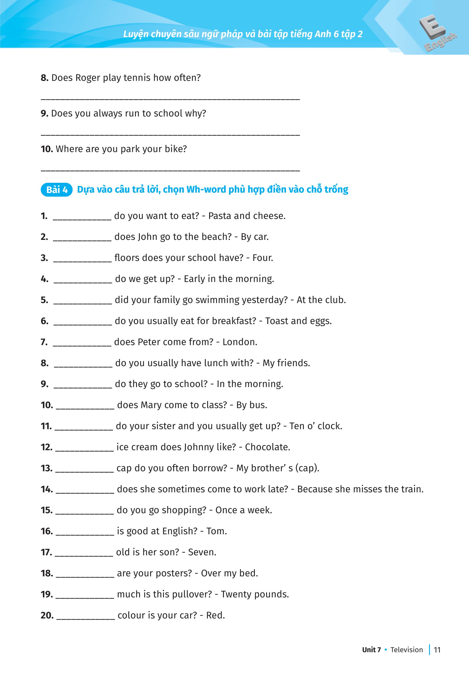 bộ luyện chuyên sâu ngữ pháp và bài tập tiếng anh 6 - tập 2 (theo chương trình global success) - Ảnh 12