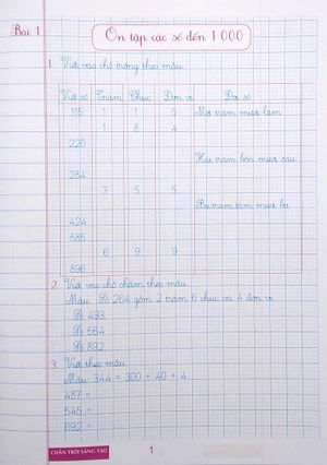 bộ luyện tập toán 3 - trình bày trên giấy ô li - quyển 1 (bám sát sgk chân trời sáng tạo) - Ảnh 3