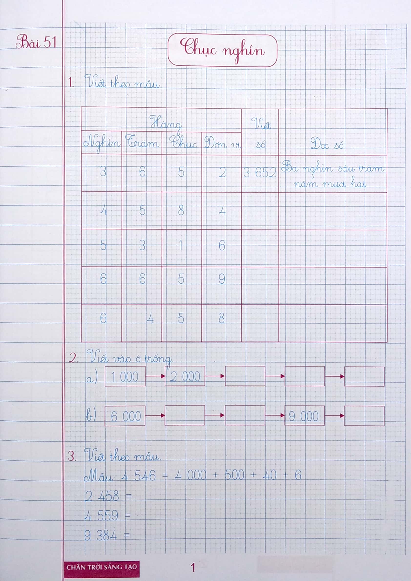 bộ luyện tập toán 3 - trình bày trên giấy ô li - quyển 2 (bám sát sgk chân trời sáng tạo) - Ảnh 3