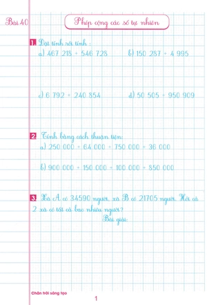 bộ luyện tập toán lớp 4 - trình bày trên giấy ô li - quyển 2 (biên soạn theo chương trình sgk chân trời sáng tạo) - Ảnh 4
