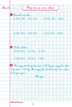 bộ luyện tập toán lớp 4 - trình bày trên giấy ô li - quyển 2 (biên soạn theo chương trình sgk chân trời sáng tạo) - Ảnh 6