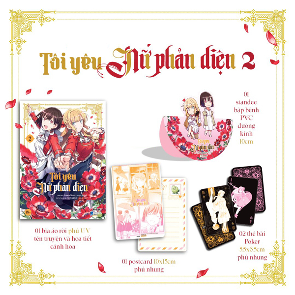 Bộ [Manga] Tôi Yêu Nữ Phản Diện - Tập 2 - Tặng Kèm 1 Bìa Áo Rời Phủ UV + 1 Postcard Hai Mặt + 2 Thẻ Bài Poker + 1 Standee PVC Bập Bênh