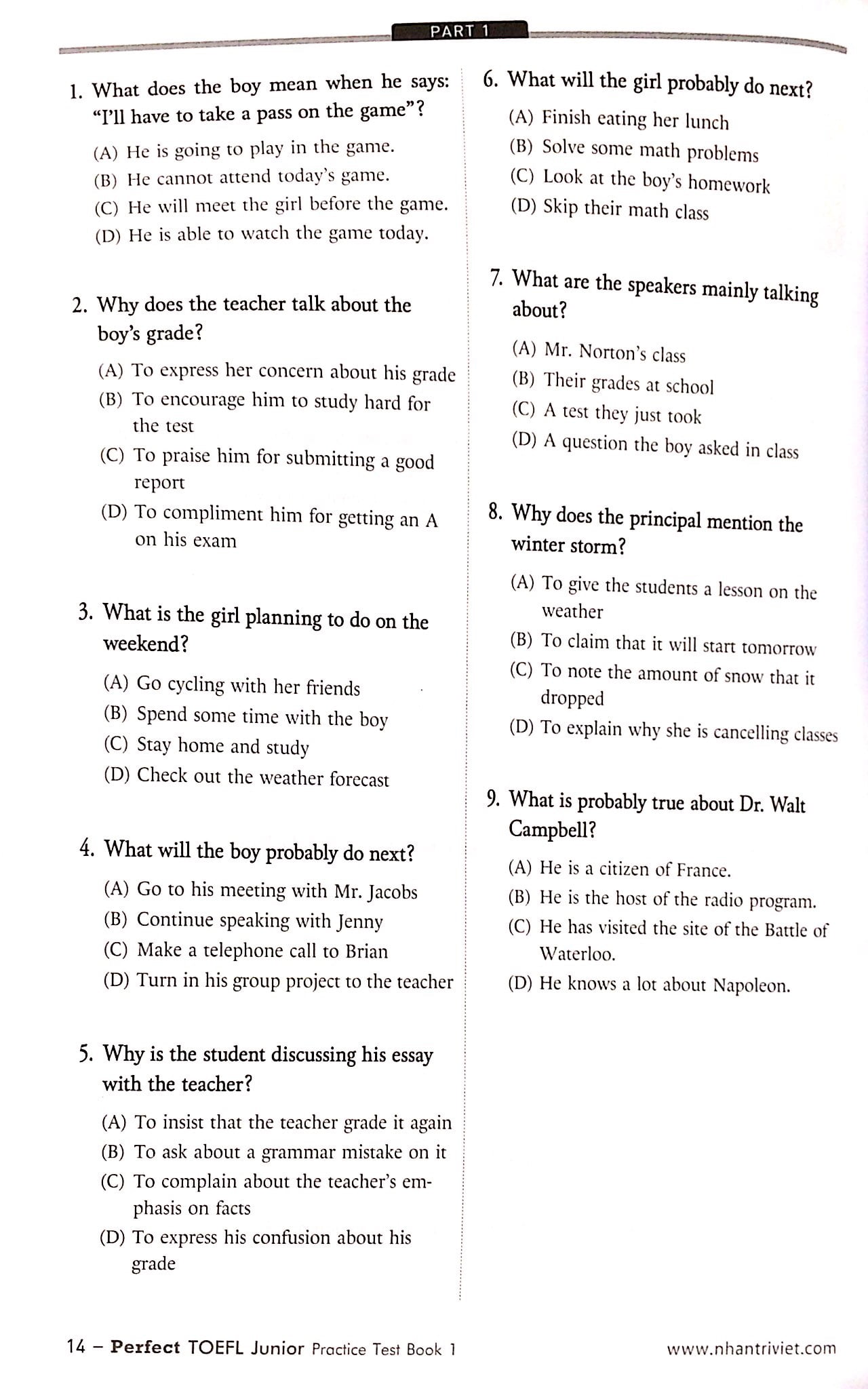 bộ perfect toefl junior_practice test_book 1 (+cd) - Ảnh 9