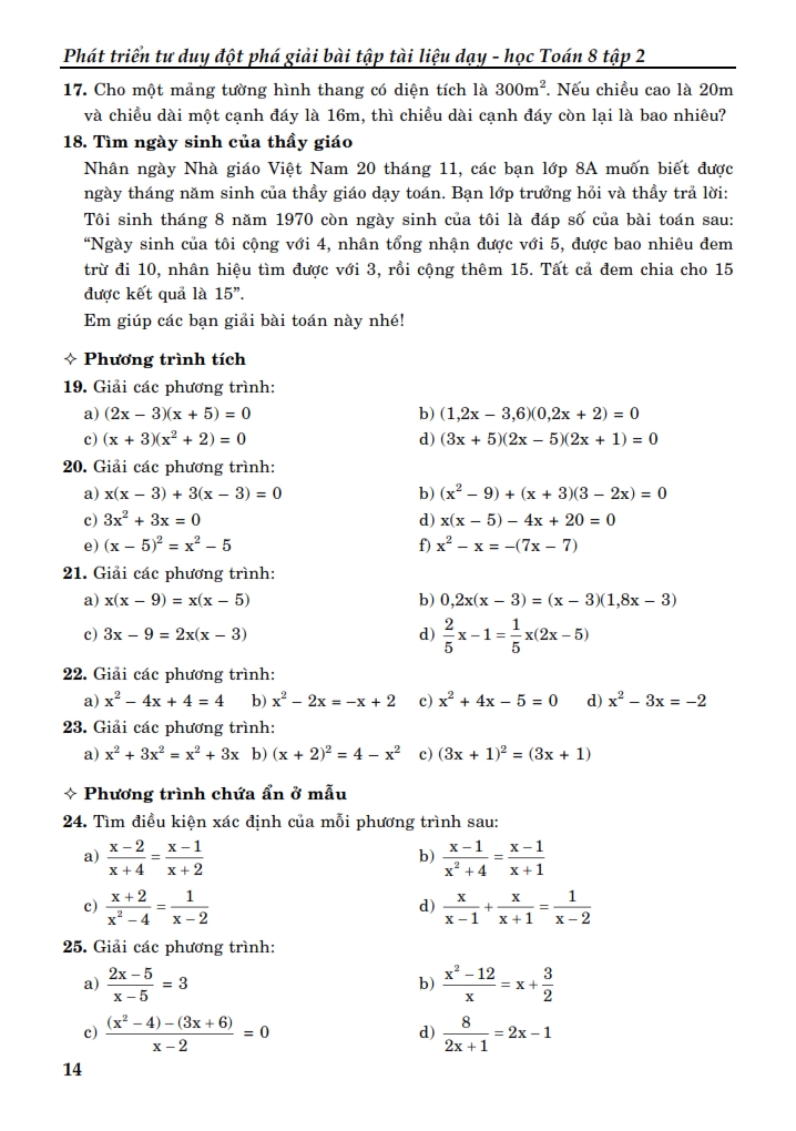 bộ phát triển tư duy đột phá giải bài tập tài liệu dạy - học toán lớp 8 (tập 2) - Ảnh 14