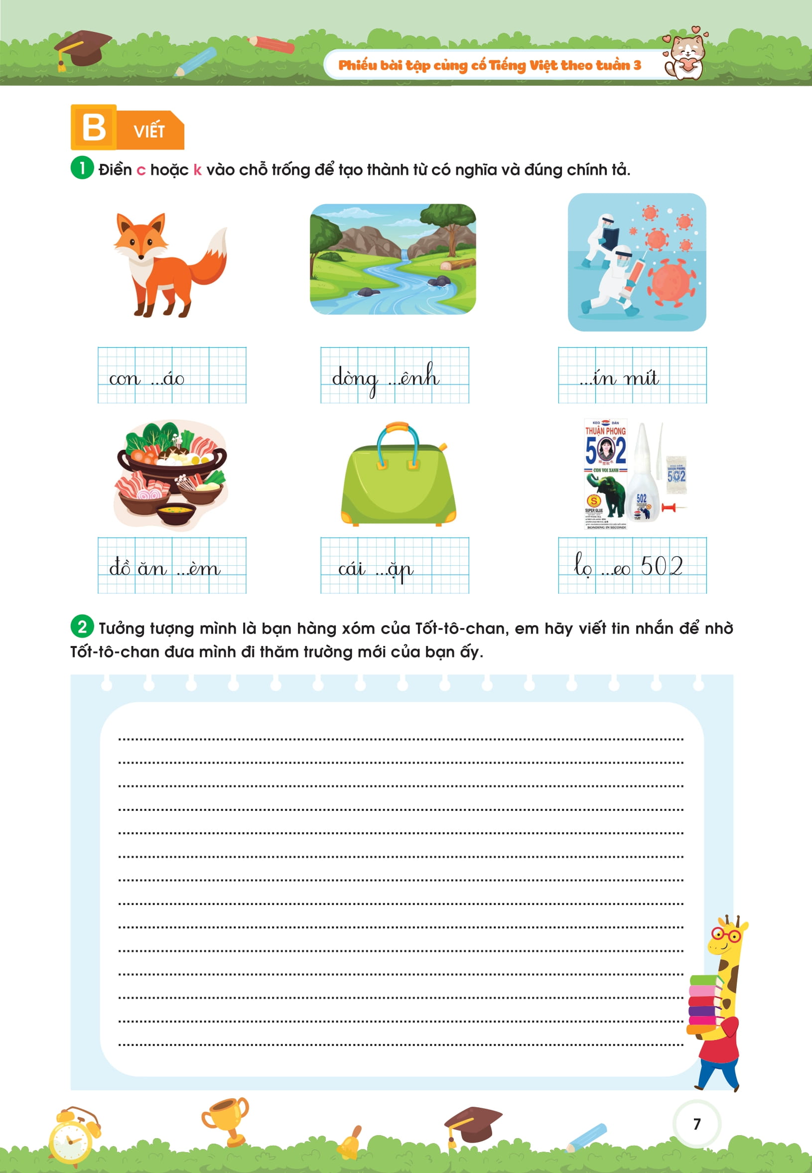 Bộ Phiếu Bài Tập Củng Cố Tiếng Việt Theo Tuần 3 - Ảnh 8