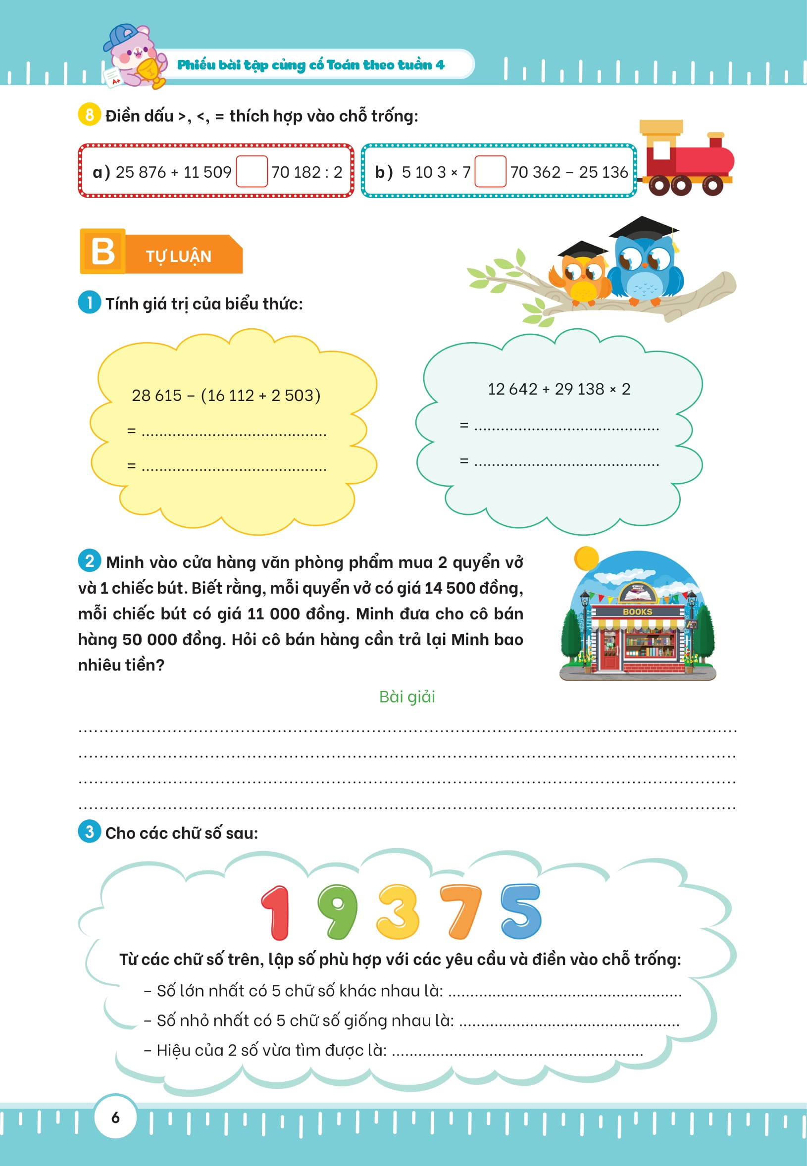 Bộ
						
										
										Phiếu Bài Tập Củng Cố Toán Theo Tuần 4 - Ảnh 14
