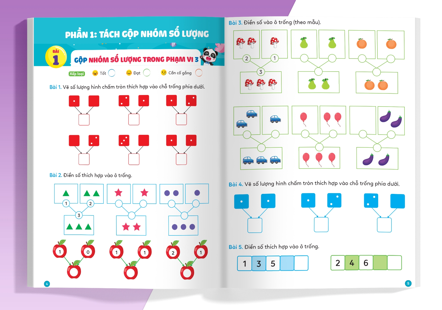 bộ phiếu luyện toán tư duy cùng gấu kiki 4: tách gộp nhóm số lượng - làm quen với so sánh - Ảnh 5