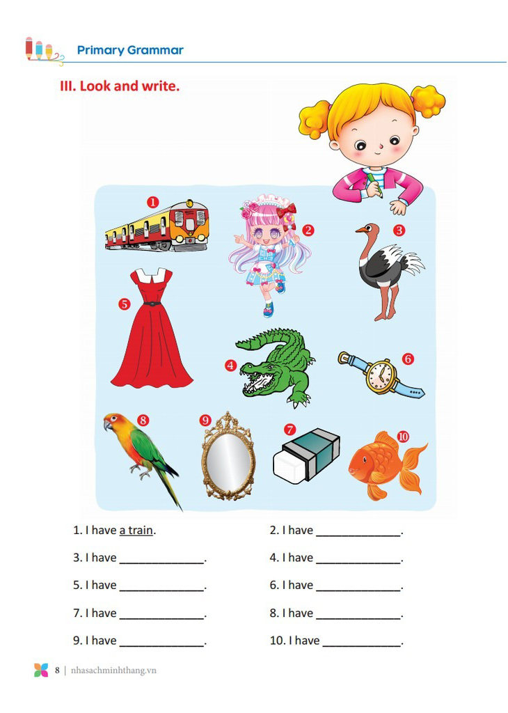 bộ primary grammar - ngữ pháp tiếng anh theo chủ đề lớp 3 - tập 1 (tái bản 2024) - Ảnh 5