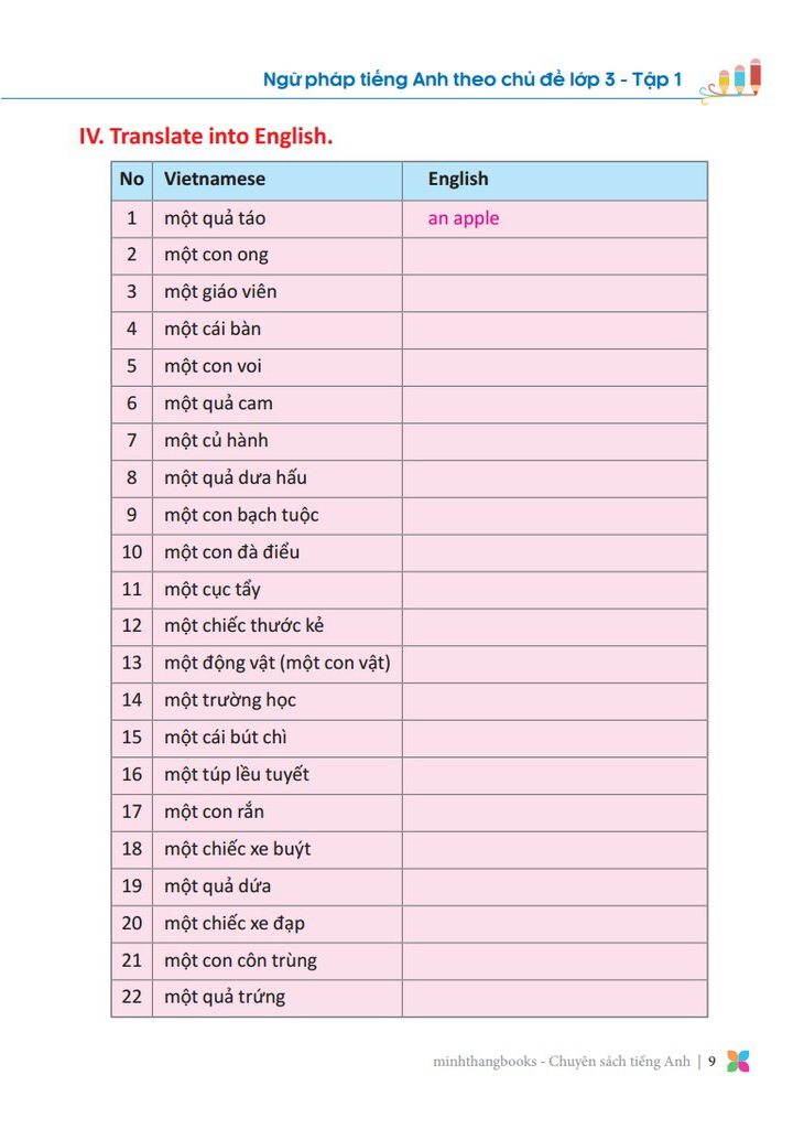 bộ primary grammar - ngữ pháp tiếng anh theo chủ đề lớp 3 - tập 1 (tái bản 2024) - Ảnh 6