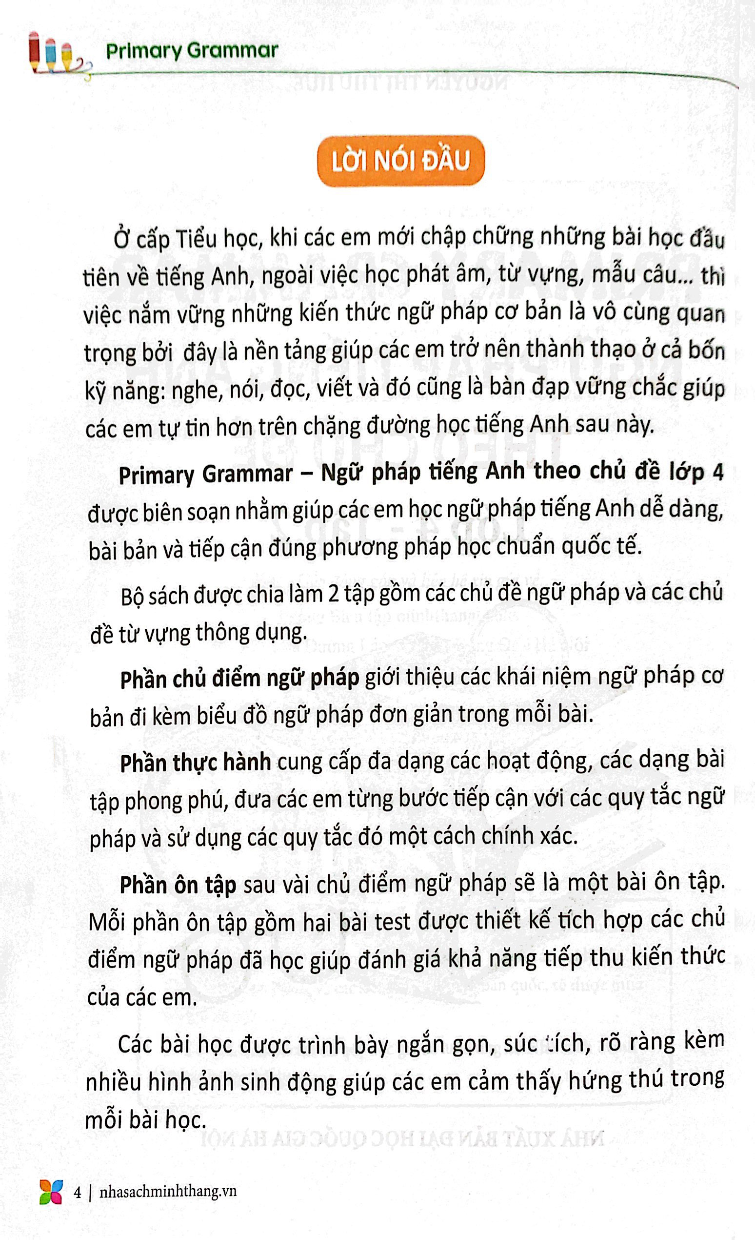 bộ primary grammar - ngữ pháp tiếng anh theo chủ đề lớp 4 - tập 2 (tái bản 2023) - Ảnh 3
