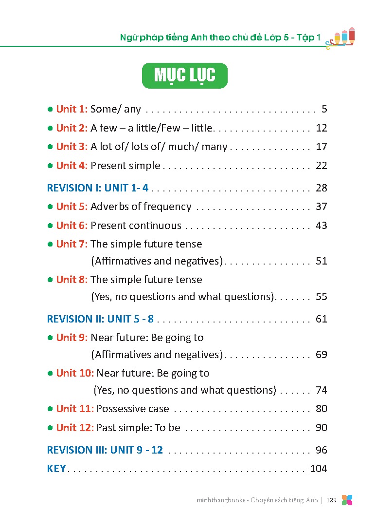 bộ primary grammar - ngữ pháp tiếng anh theo chủ đề lớp 5 - tập 1 - Ảnh 4