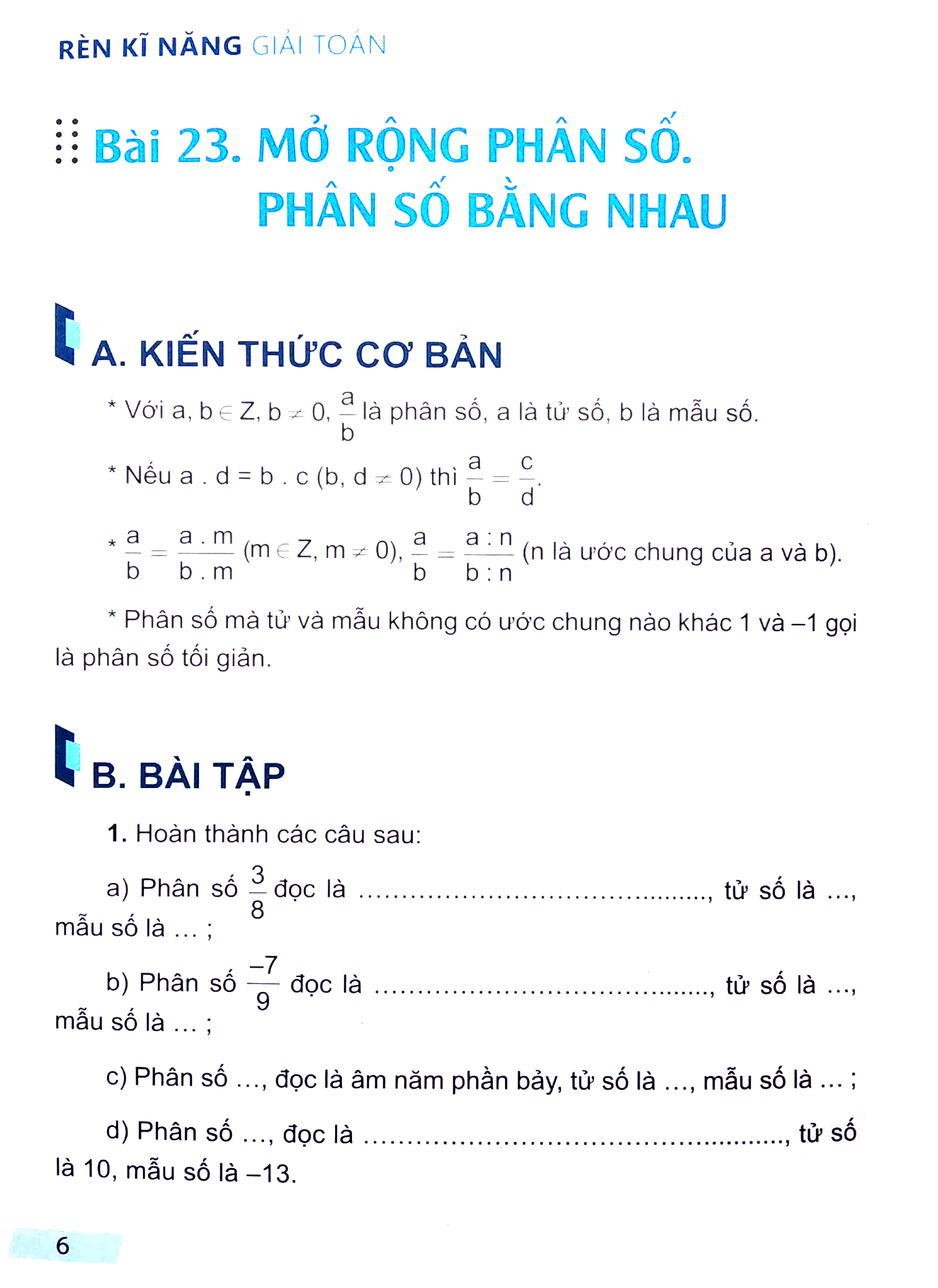 bộ rèn kĩ năng giải toán lớp 6 - tập 2 (theo chương trình giáo dục phổ thông mới) - Ảnh 5