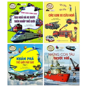 bộ sách bộ sưu tập phương tiện giao thông kì thú và nhiều đề can hấp dẫn: khám phá máy bay tập 1 + những con tàu tuyệt vời + tàu hỏa và xe buýt trên khắp thế giới + các loại xe cứu hỏa ( bộ 4 cuốn) - Ảnh 2
