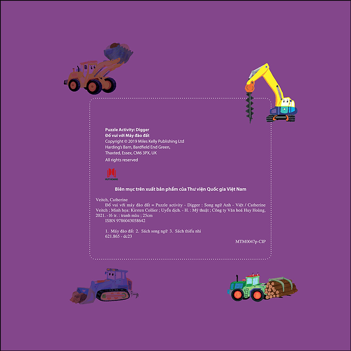 bộ sách busy machines + puzzle activity - digger: máy đào đất (song ngữ anh - việt) - kèm mô hình lắp ghép - Ảnh 3