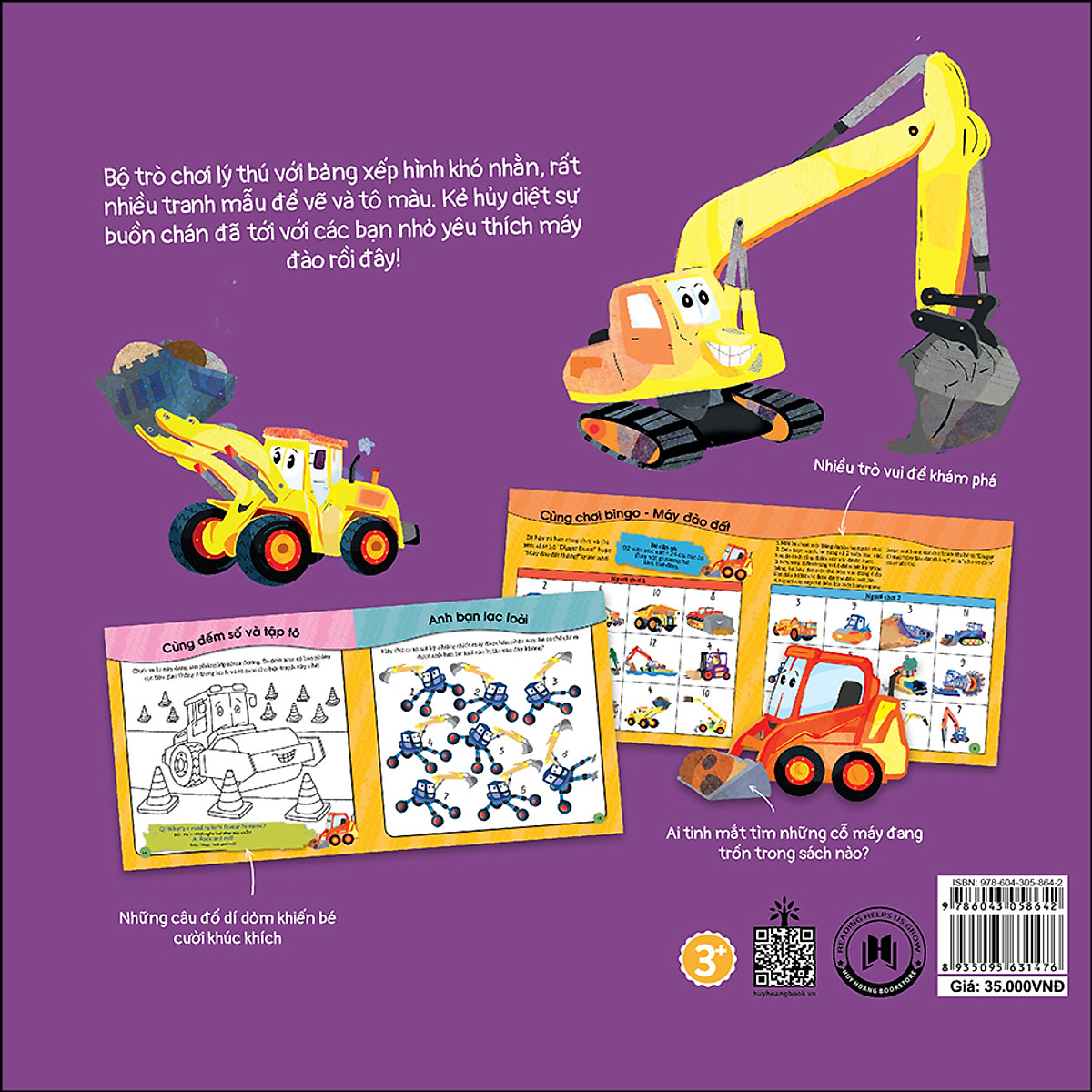 bộ sách busy machines + puzzle activity - digger: máy đào đất (song ngữ anh - việt) - kèm mô hình lắp ghép - Ảnh 4