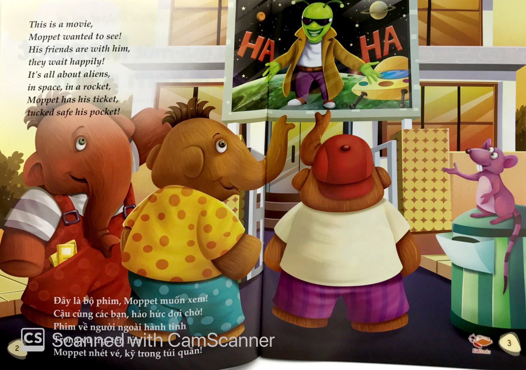 bộ sách chú voi moppet vui vẻ - voi ma-mut moppet đi xem phim - Ảnh 2