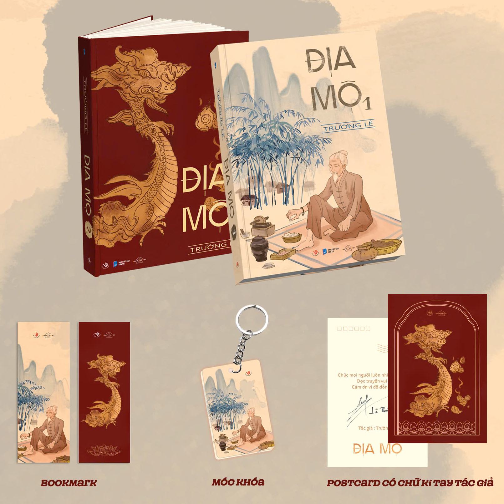 bộ sách địa mộ - tập 1 + tập 2 (bộ 2 tập) - bản đặc biệt - tặng kèm bookmark + móc khóa + postcard có chữ kí tác giả - Ảnh 2