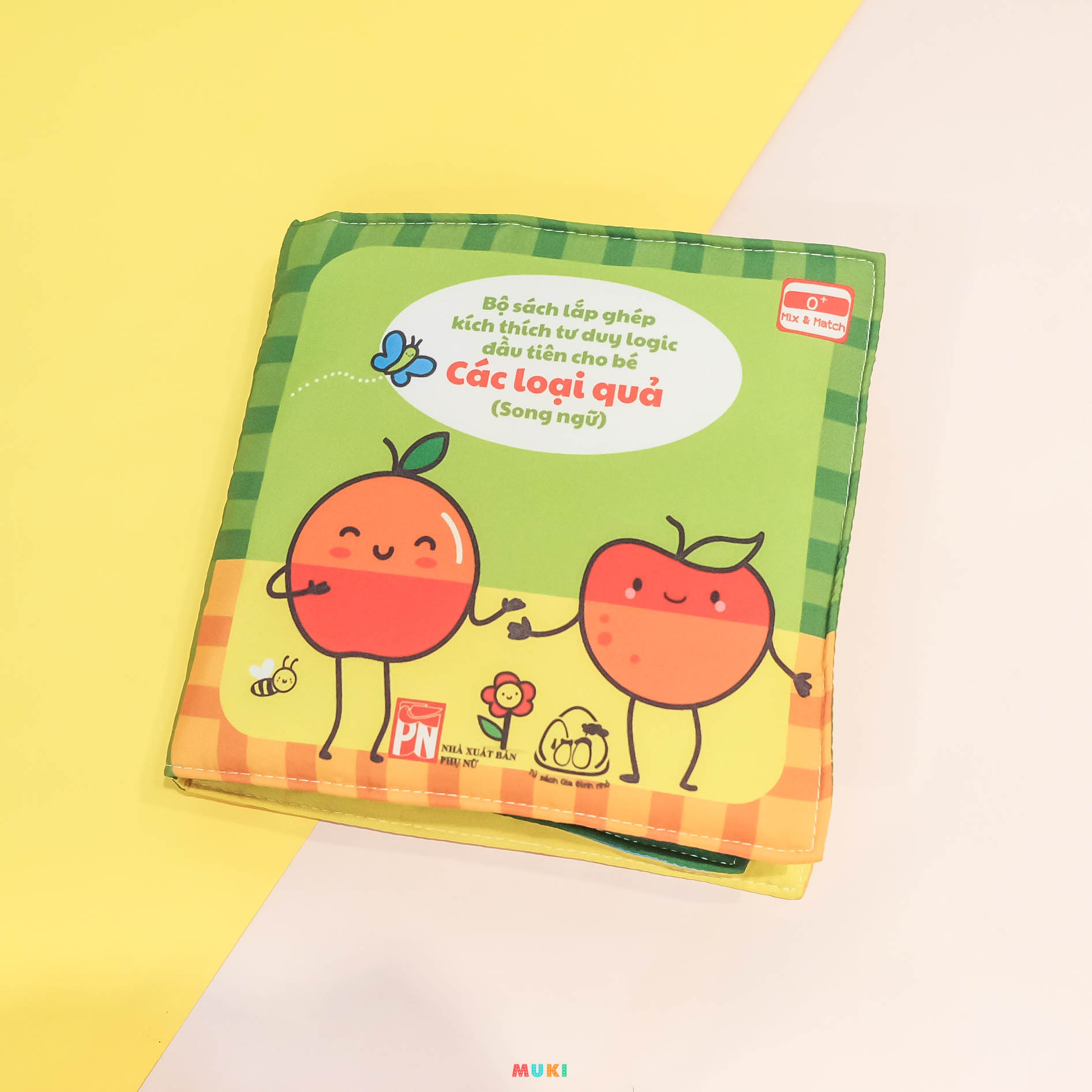 bộ sách lắp ghép kích thích tư duy logic đầu tiên cho bé: các loại quả (sách vải - song ngữ) (dành cho bé từ 0 tuổi) - Ảnh 5