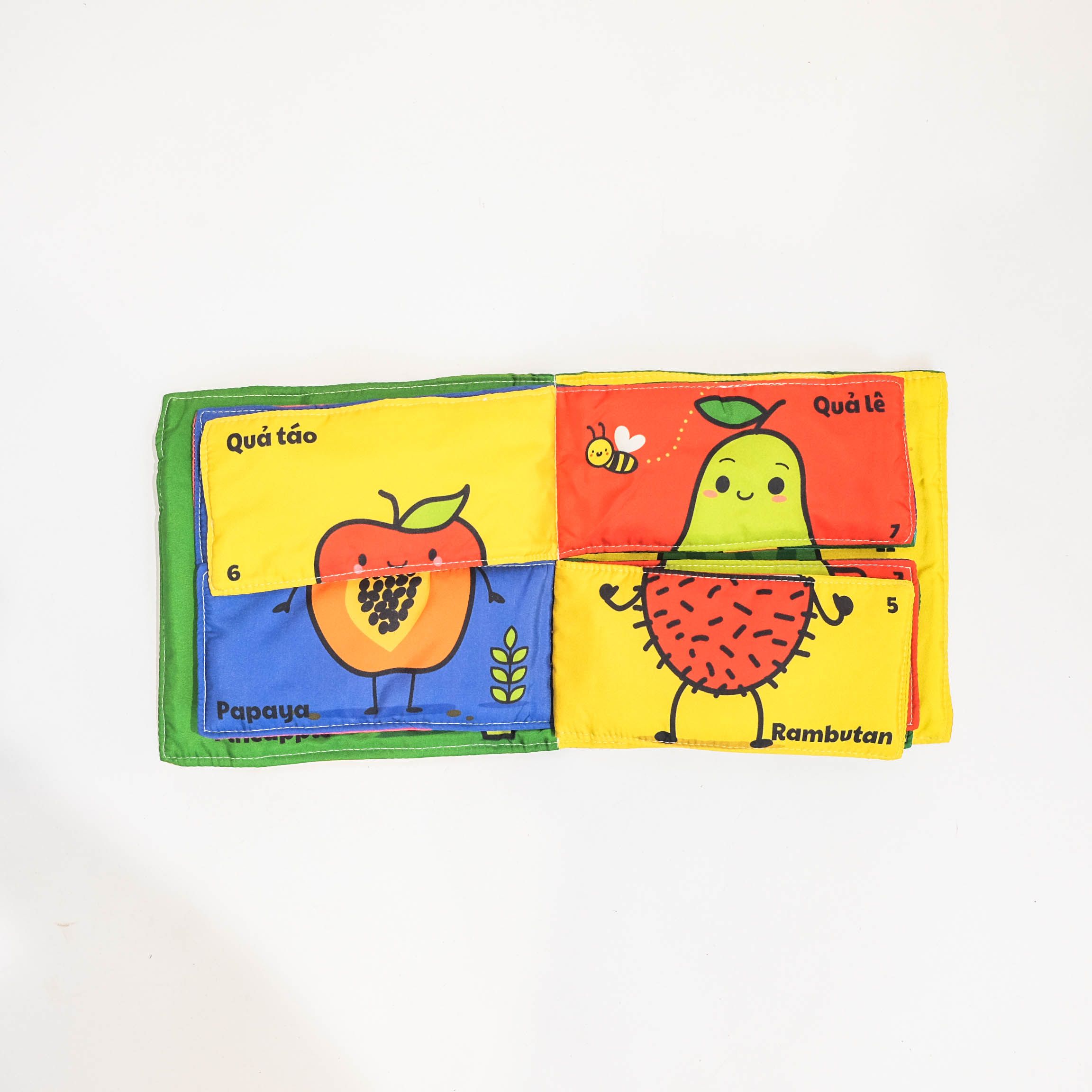 bộ sách lắp ghép kích thích tư duy logic đầu tiên cho bé: các loại quả (sách vải - song ngữ) (dành cho bé từ 0 tuổi) - Ảnh 7