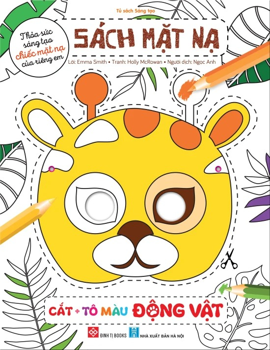 bộ sách mặt nạ - cắt + tô màu - động vật + ngựa một sừng + khủng long (bộ 3 cuốn) - Ảnh 4