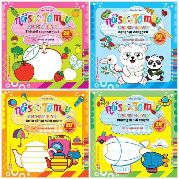 Bộ Sách Nối Số Và Tô Màu - Học Từ Vựng Số Đếm (Bộ 4 Cuốn)