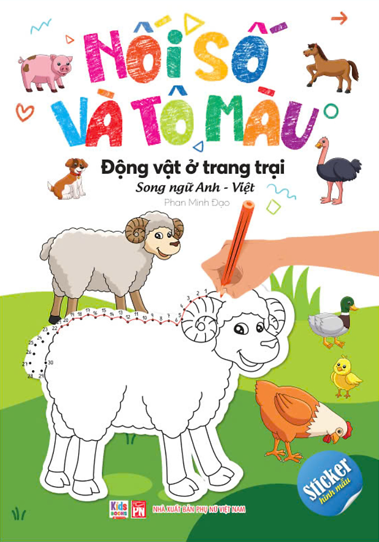 bộ sách nối số và tô màu - song ngữ anh-việt (bộ 4 cuốn) - Ảnh 2