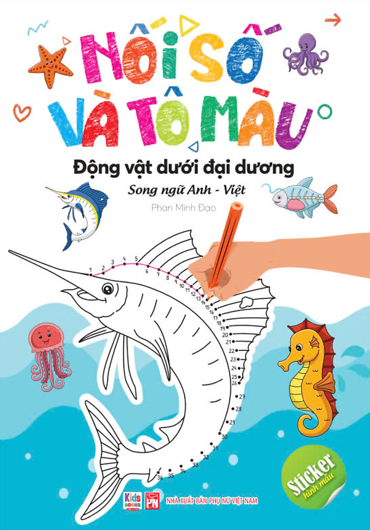 bộ sách nối số và tô màu - song ngữ anh-việt (bộ 4 cuốn) - Ảnh 3