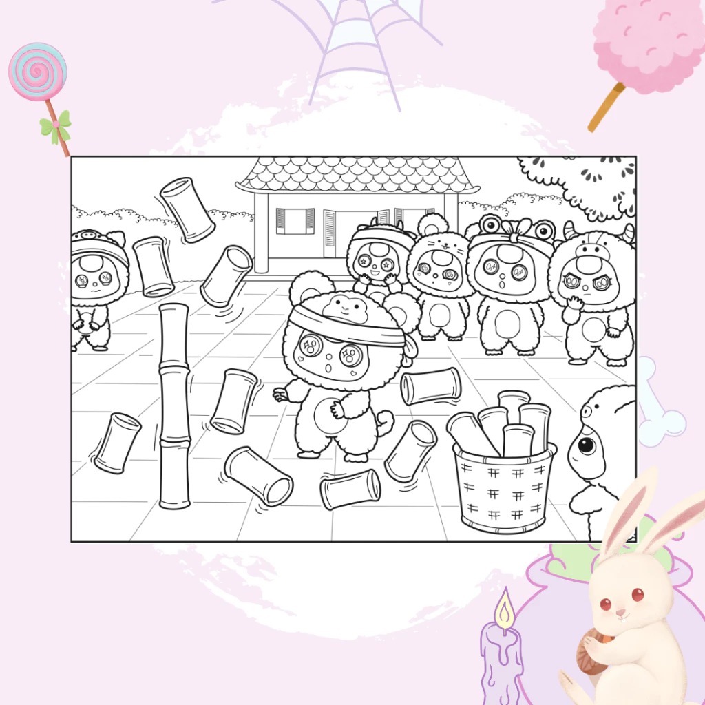 bộ sách tô màu baby three ở thế giới cổ tích + baby three 12 con giáp ở vương quốc ngọt ngào (bộ 2 cuốn) - tặng kèm sách trang điểm thần tượng âm nhạc hàn quốc ngẫu nhiên - Ảnh 9