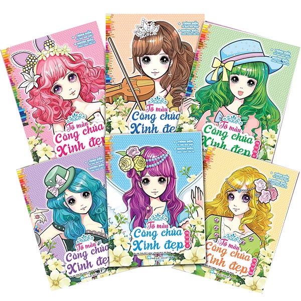 bộ sách tô màu công chúa xinh đẹp (bộ 6 cuốn) (tái bản 2024)