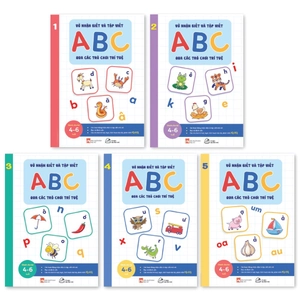 bộ sách vở nhận biết và tập viết abc qua các trò chơi trí tuệ (từ 4-6 tuổi) (bộ 5 cuốn)