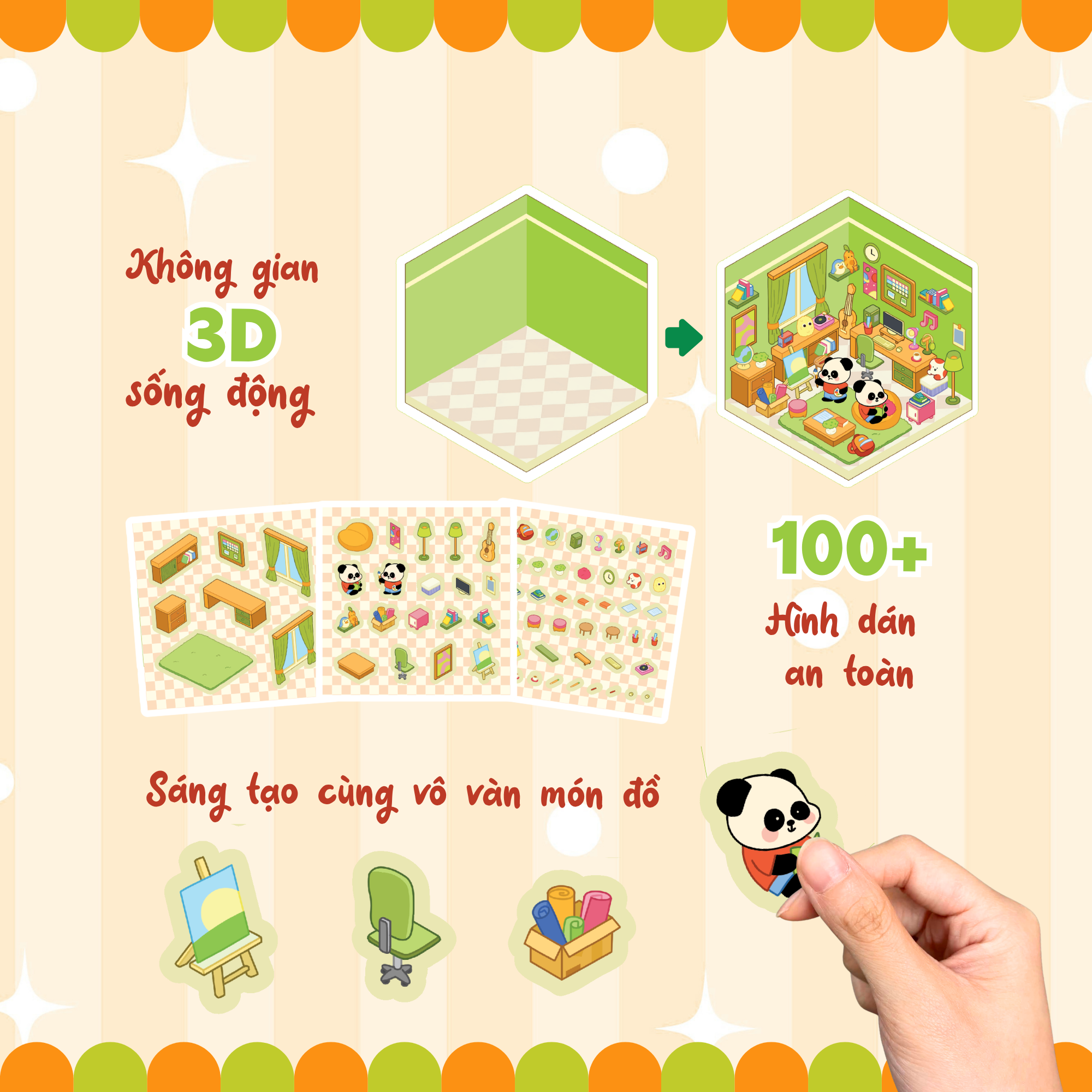 Bộ Sticker 3D Sweet Home - Trang Trí Góc Học Tập Sáng Tạo Cùng Gấu Trúc Bao Bao - Ảnh 5