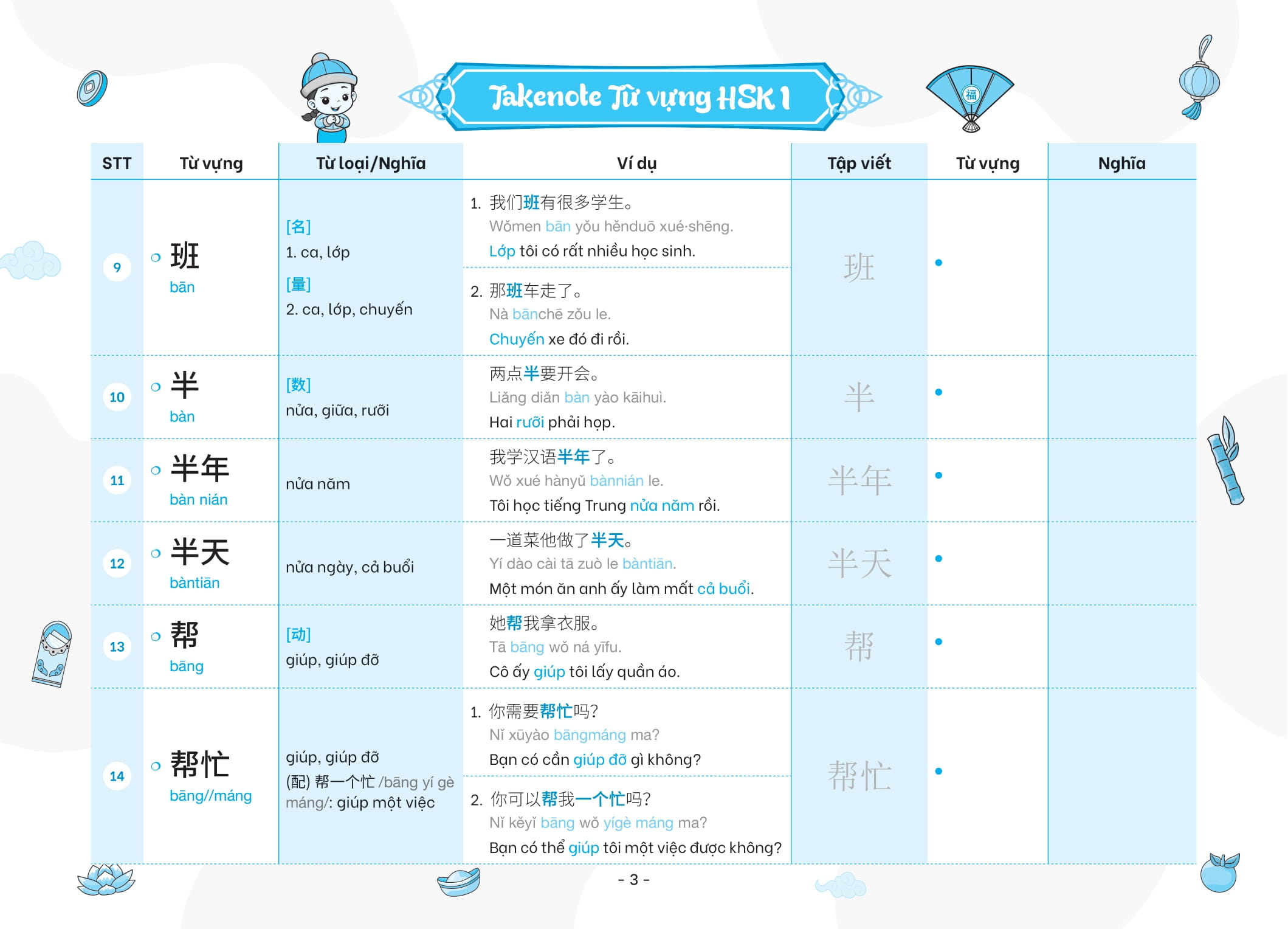 Bộ Takenote - Từ Vựng HSK Tiếng Trung - HSK1 (Cung Cấp 500 Từ Vựng) - Ảnh 7