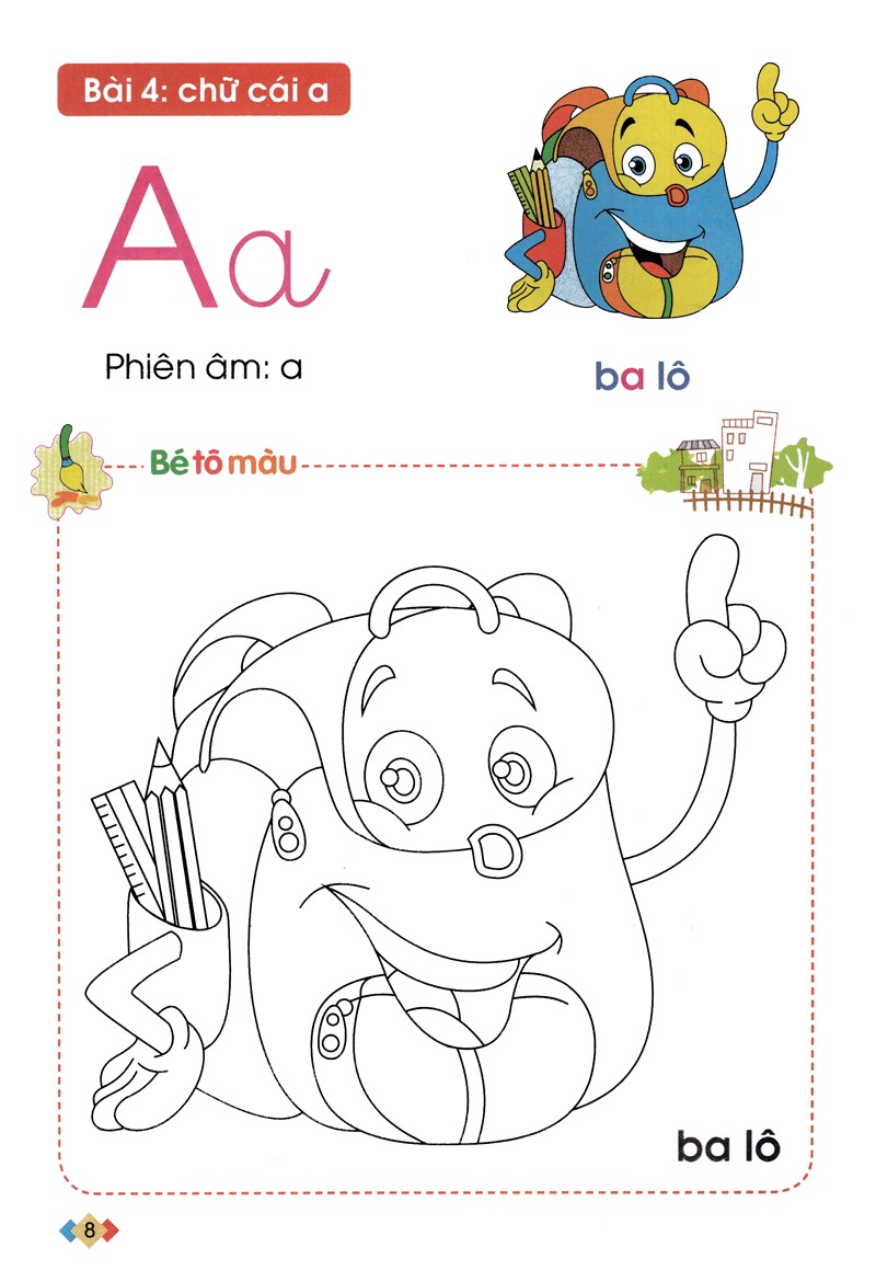 Bộ Tập Tô Và Làm Quen Với Chữ Cái - Dành Cho Trẻ Từ 5-6 Tuổi - Tập 1 (Tái Bản 2024) - Ảnh 8