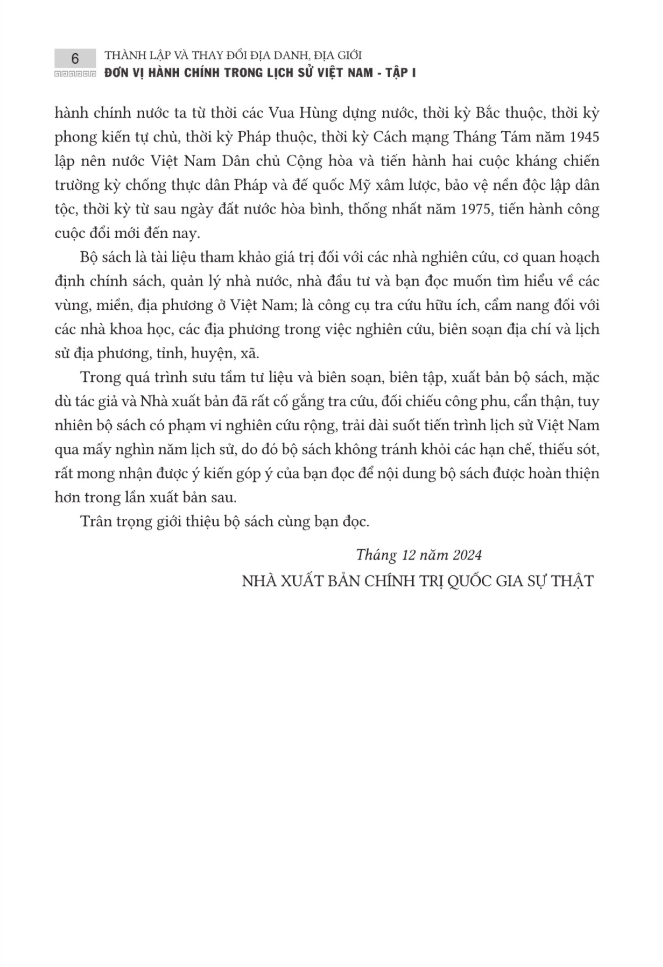 Bộ Thành Lập Và Thay Đổi Địa Danh, Địa Giới Đơn Vị Hành Chính Trong Lịch Sử Việt Nam - Tập 1 - Từ Thời Hùng Vương Đến Tháng 4/1975 - Bìa Cứng - Ảnh 4