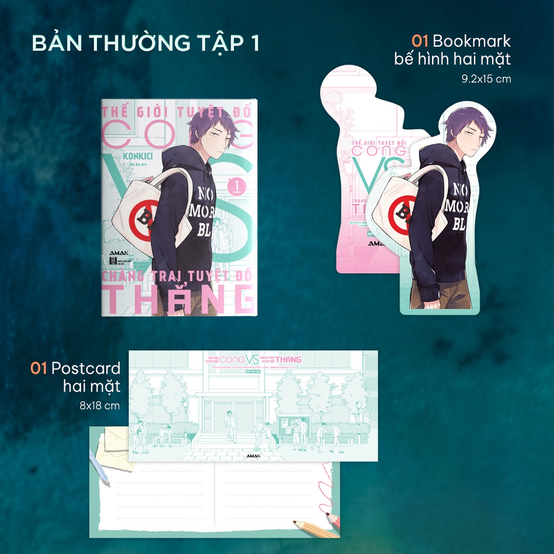 bộ thế giới tuyệt đối cong với chàng trai tuyệt đối thẳng - tập 1 - tặng kèm 1 bookmark bế hình + postcard - Ảnh 2