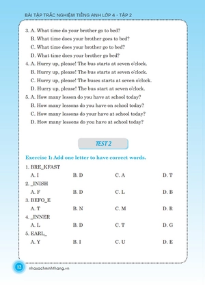 bộ the langmaster - bài tập trắc nghiệm tiếng anh lớp 4 - tập 2 (tái bản 2020) - Ảnh 11