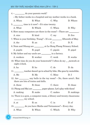 bộ the langmaster - bài tập trắc nghiệm tiếng anh lớp 4 - tập 2 (tái bản 2020) - Ảnh 9