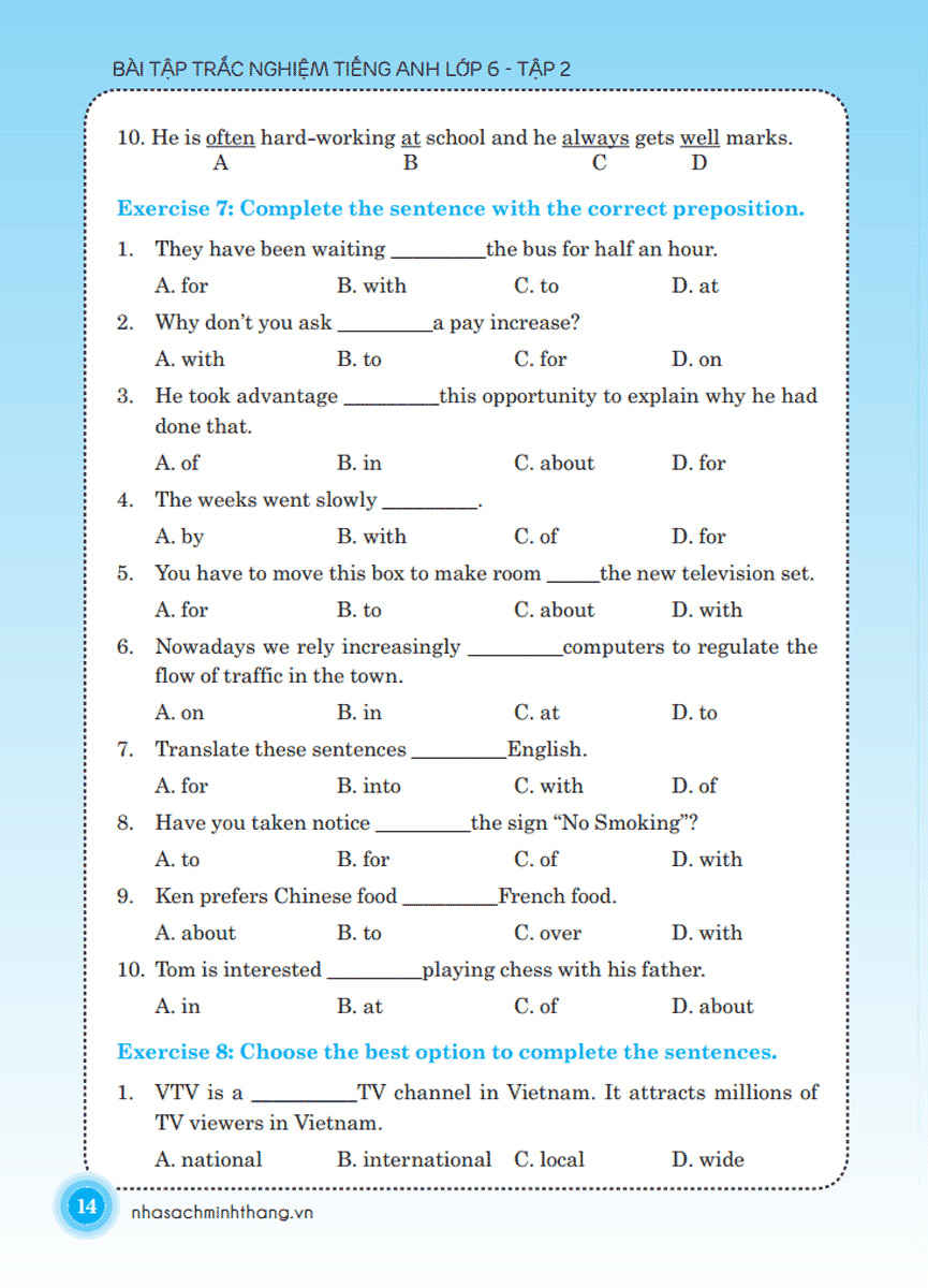 bộ the langmaster - bài tập trắc nghiệm tiếng anh lớp 6 tập 2 - có đáp án (tái bản 2020) - Ảnh 14