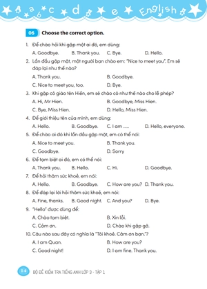 bộ the langmaster - bộ đề kiểm tra tiếng anh lớp 3 tập 1 - có đáp án (tái bản 2021) - Ảnh 14